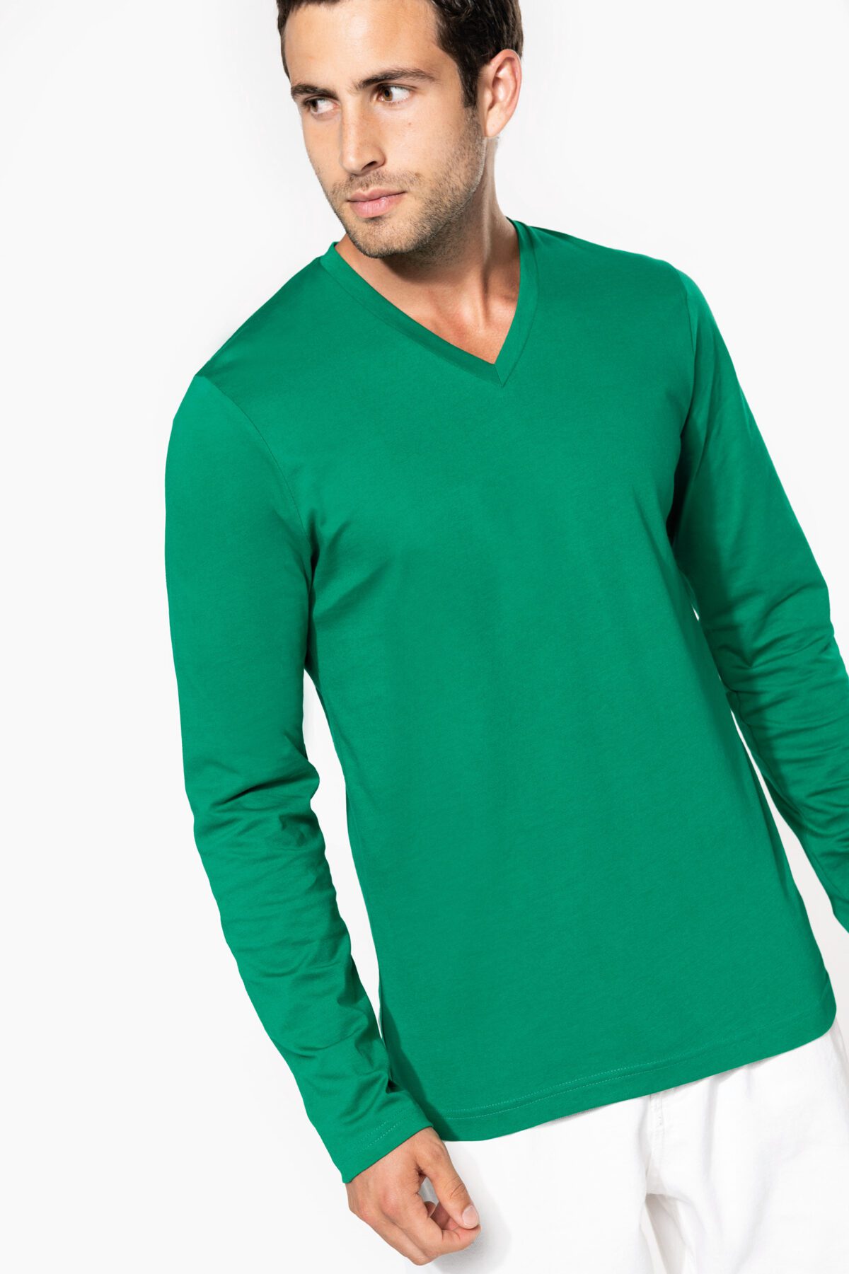 T-shirt personnalisé col V manches longues - K358 – Image 9