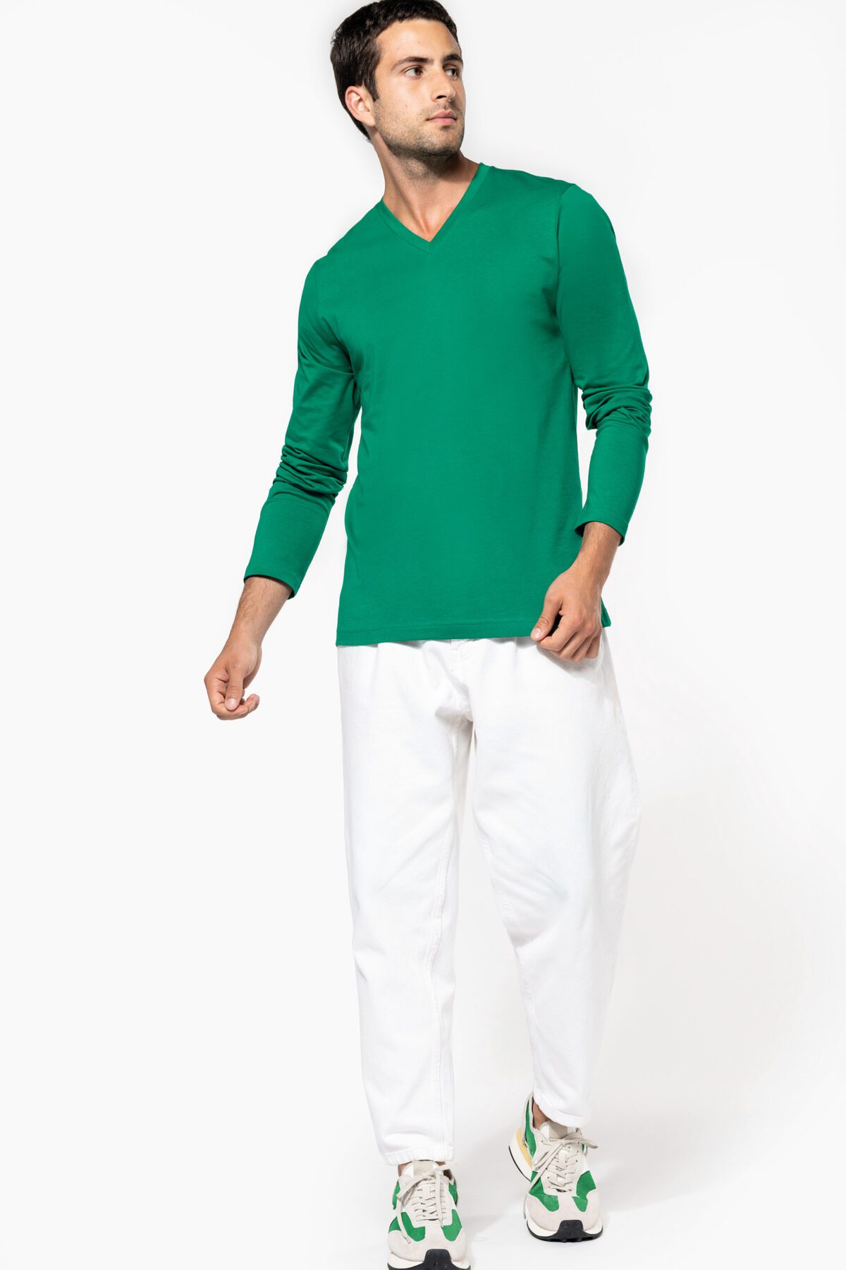 T-shirt personnalisé col V manches longues - K358 – Image 3