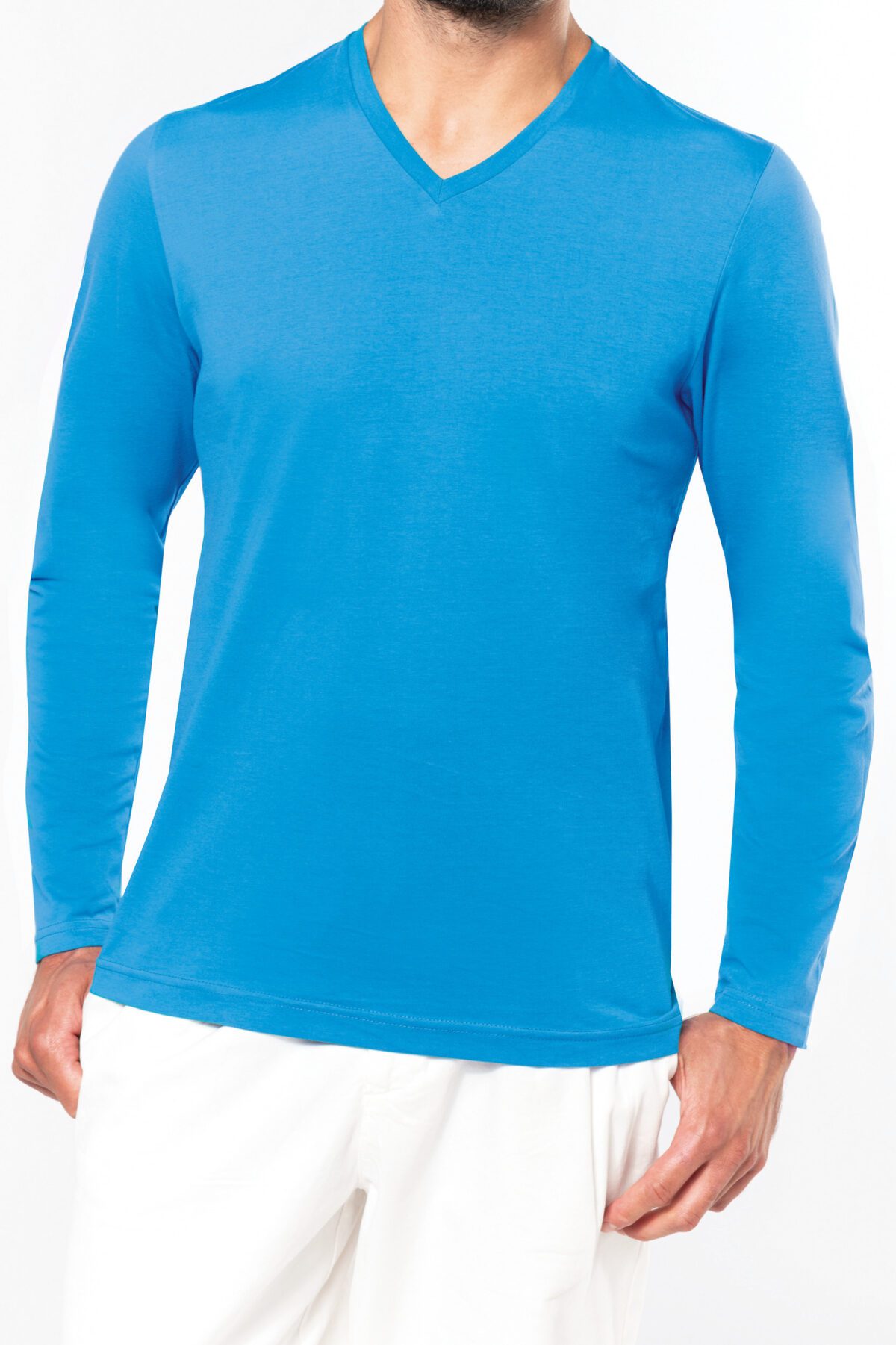 T-shirt personnalisé col V manches longues - K358 – Image 8