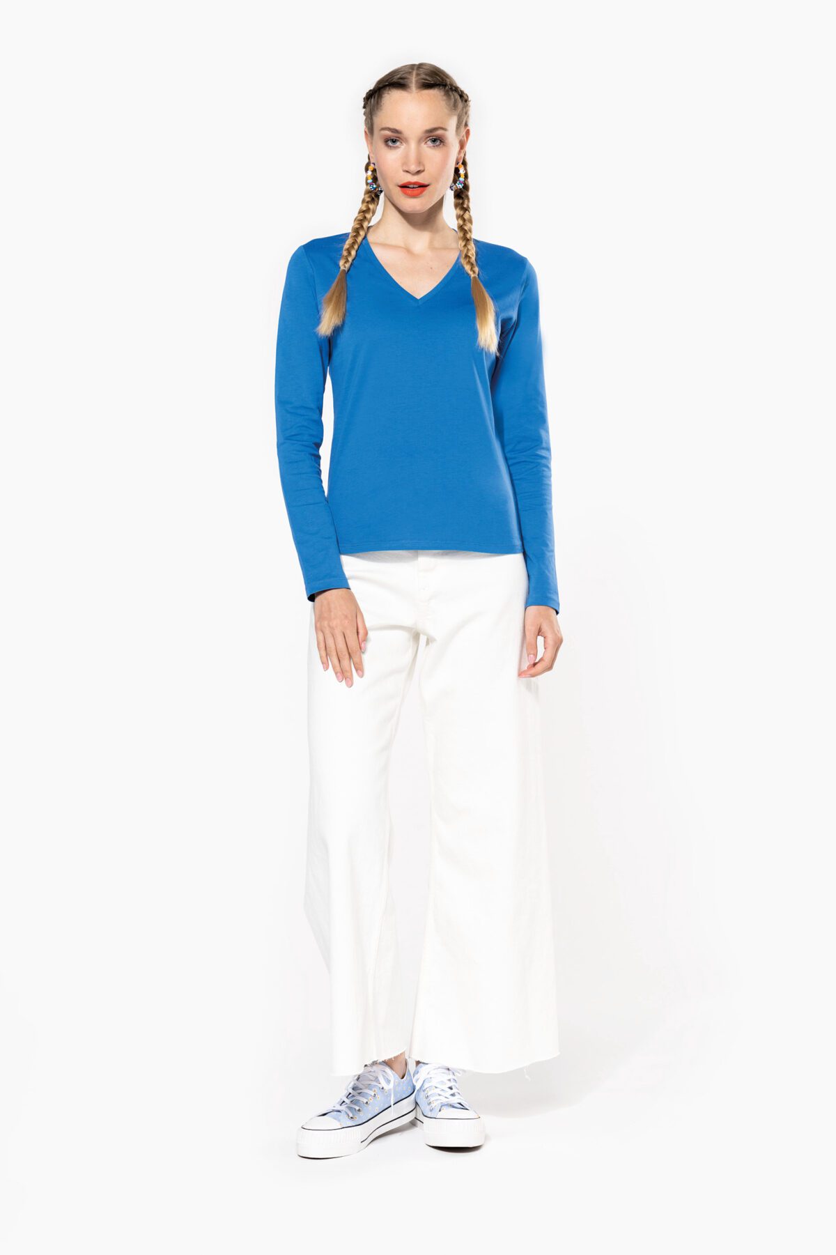 T-shirt col V manches longues femme - K382 – Image 14