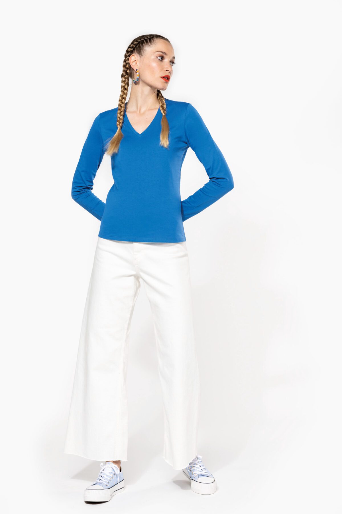 T-shirt col V manches longues femme - K382 – Image 3