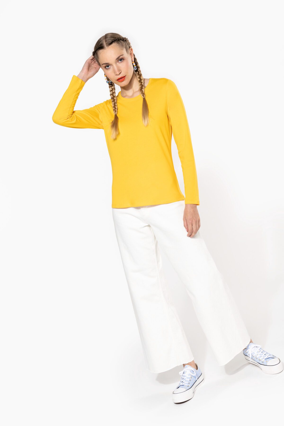 T-shirt personnalisé col rond manches longues femme - K383 – Image 3