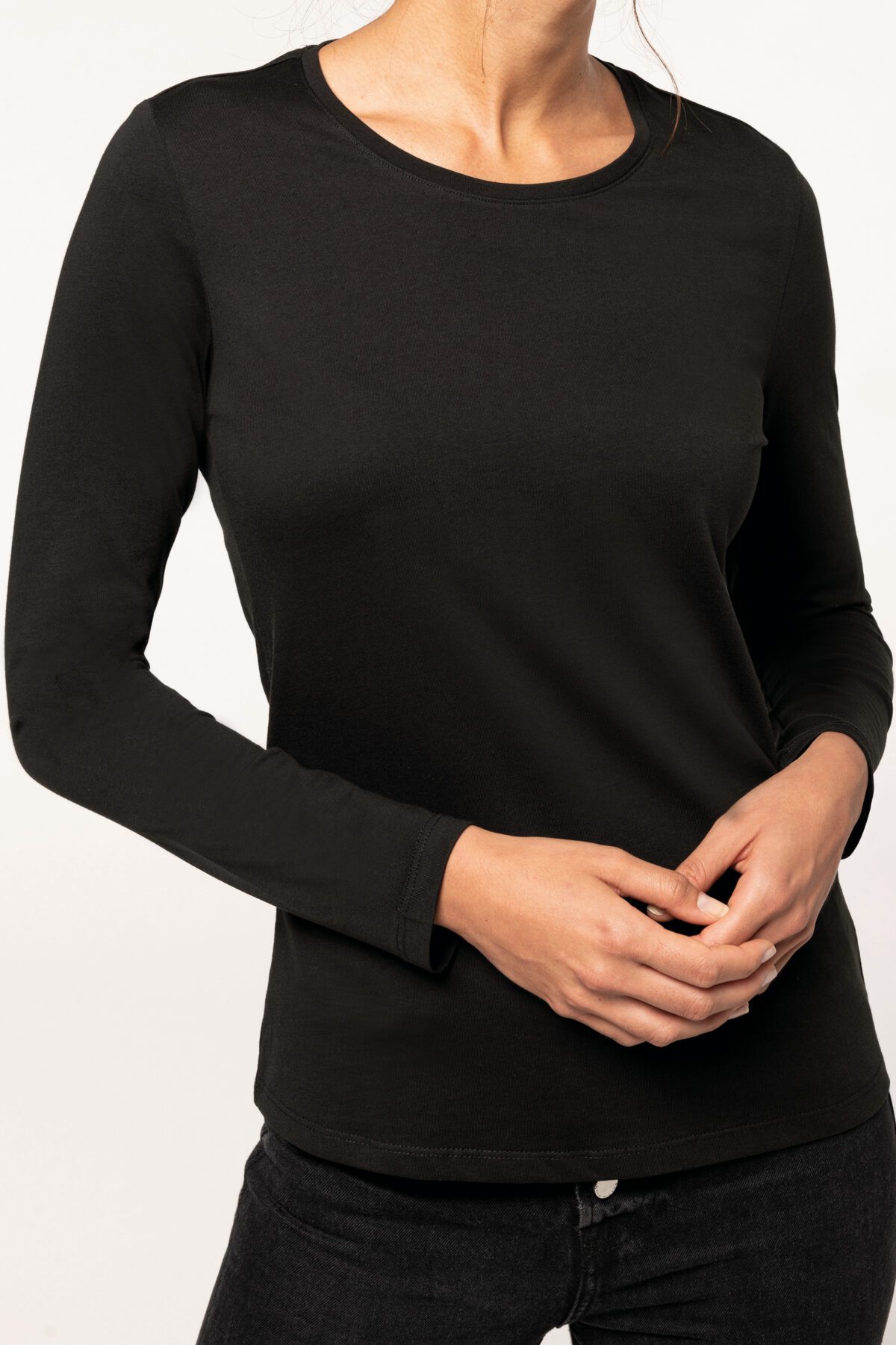 T-shirt personnalisé col rond manches longues femme - K383 – Image 9
