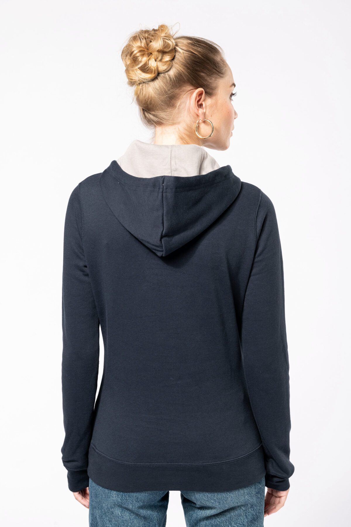 Sweat-shirt capuche contrastée femme - K465 – Image 3