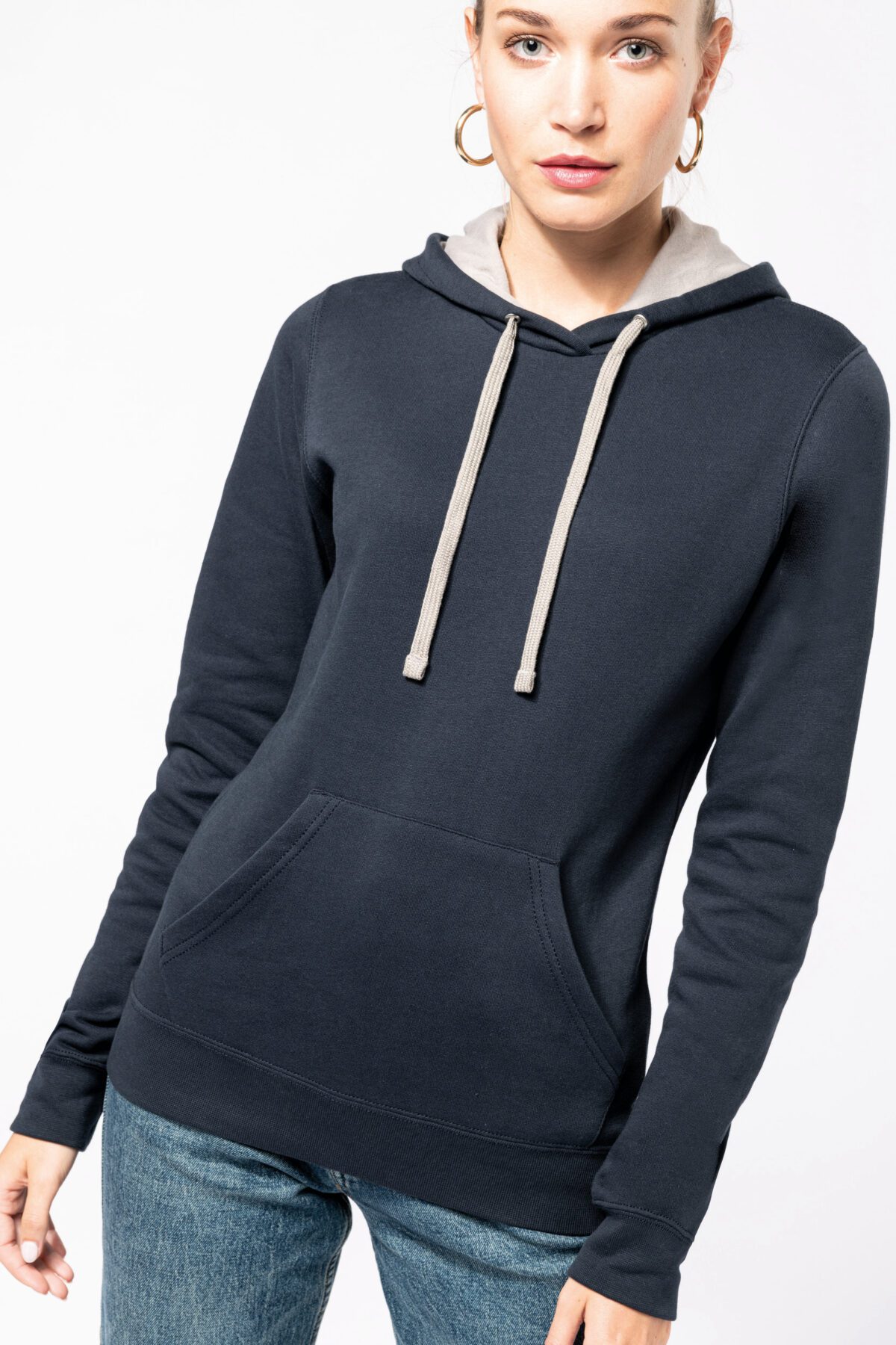 Sweat-shirt capuche contrastée femme - K465 – Image 2