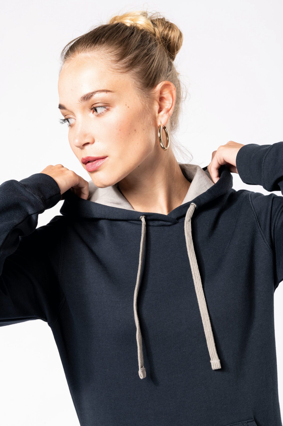 Sweat-shirt capuche contrastée femme - K465 – Image 4