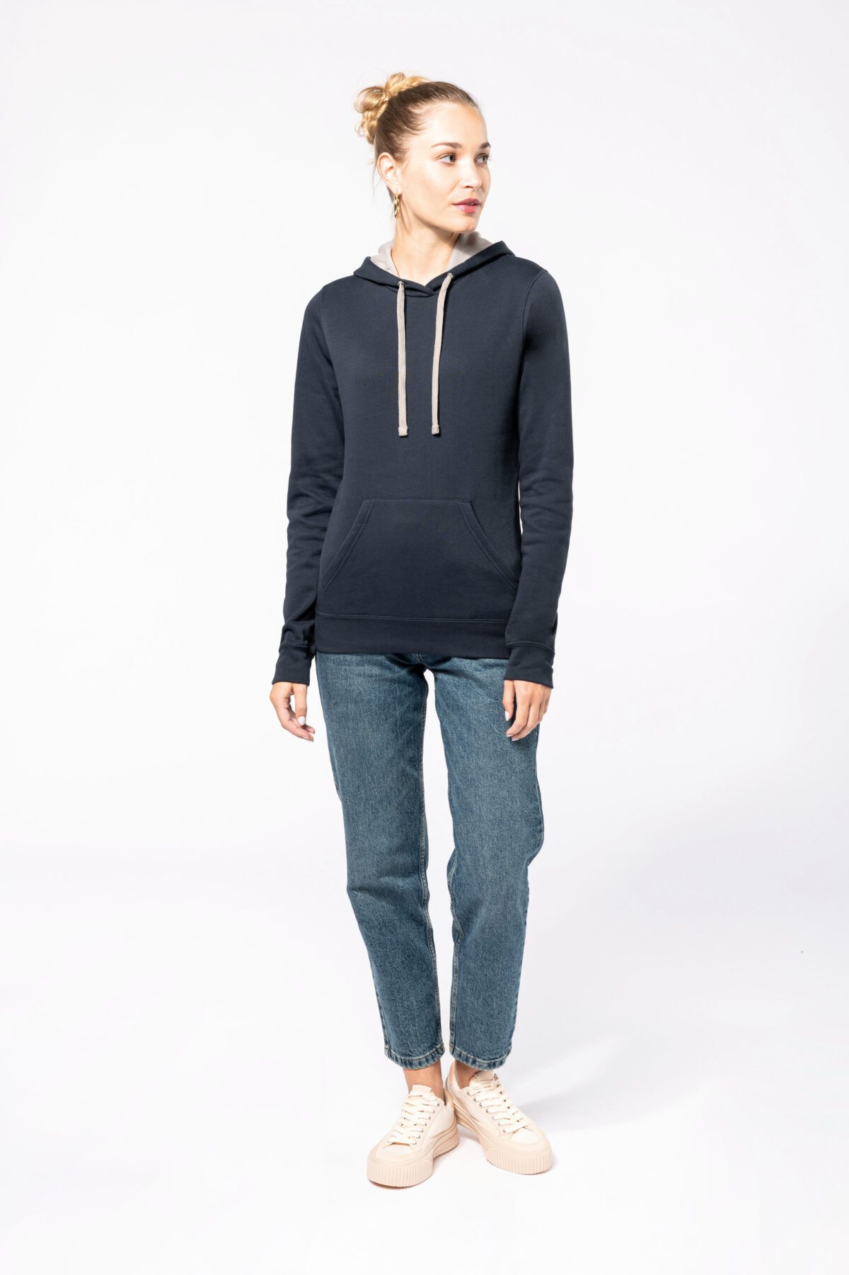 Sweat-shirt capuche contrastée femme - K465 – Image 6