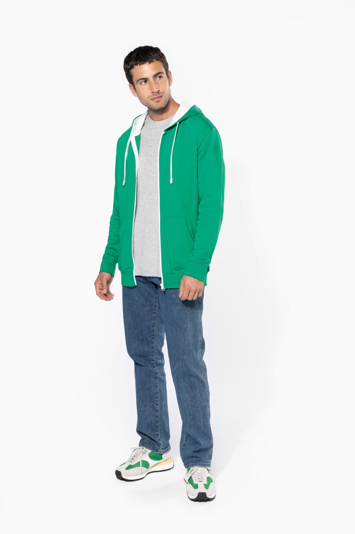Sweat-shirt personnalisé zippé capuche contrastée - K466 – Image 3