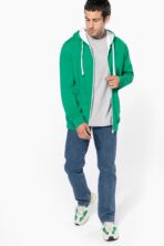 Sweat-shirt personnalisé zippé capuche contrastée - K466 – Image 19