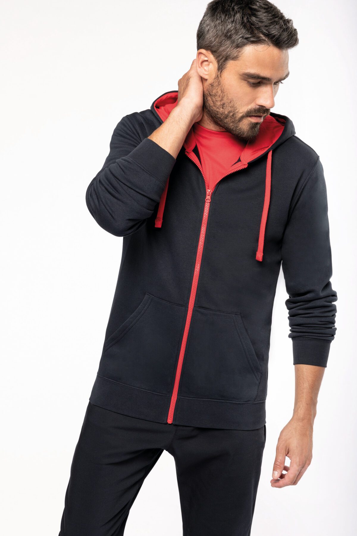 Sweat-shirt personnalisé zippé capuche contrastée - K466 – Image 9