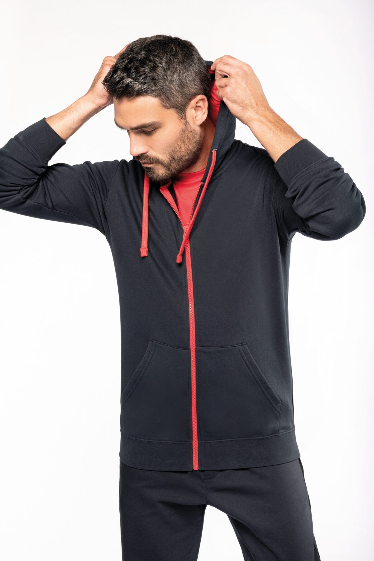 Sweat-shirt personnalisé zippé capuche contrastée - K466 – Image 11