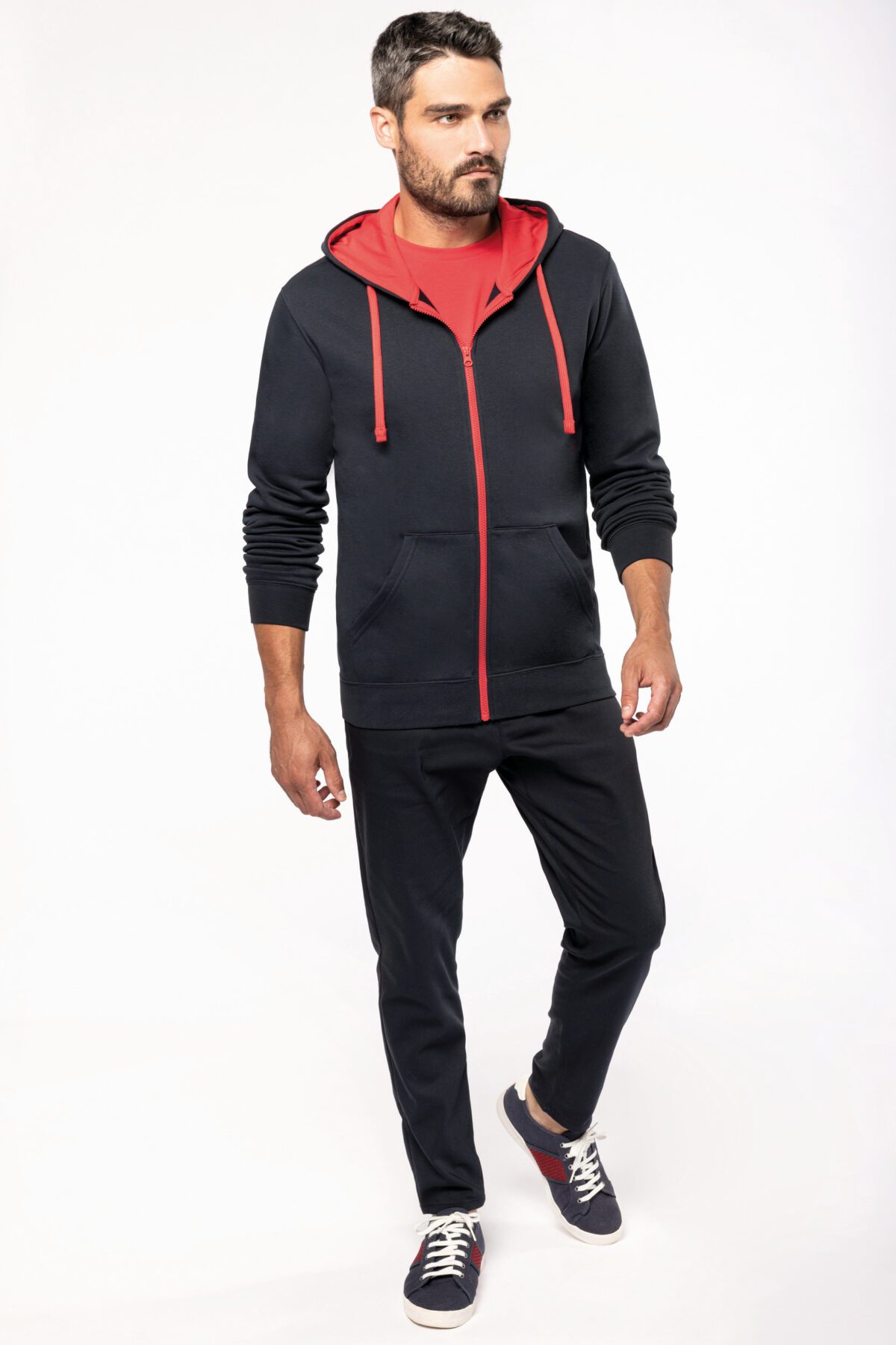 Sweat-shirt personnalisé zippé capuche contrastée - K466 – Image 12