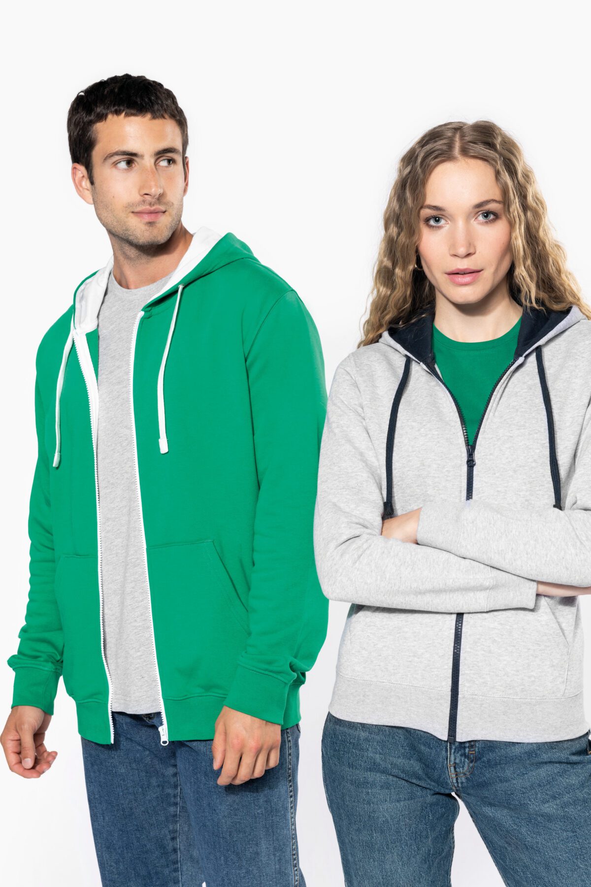 Sweat-shirt personnalisé zippé capuche contrastée - K466 – Image 20