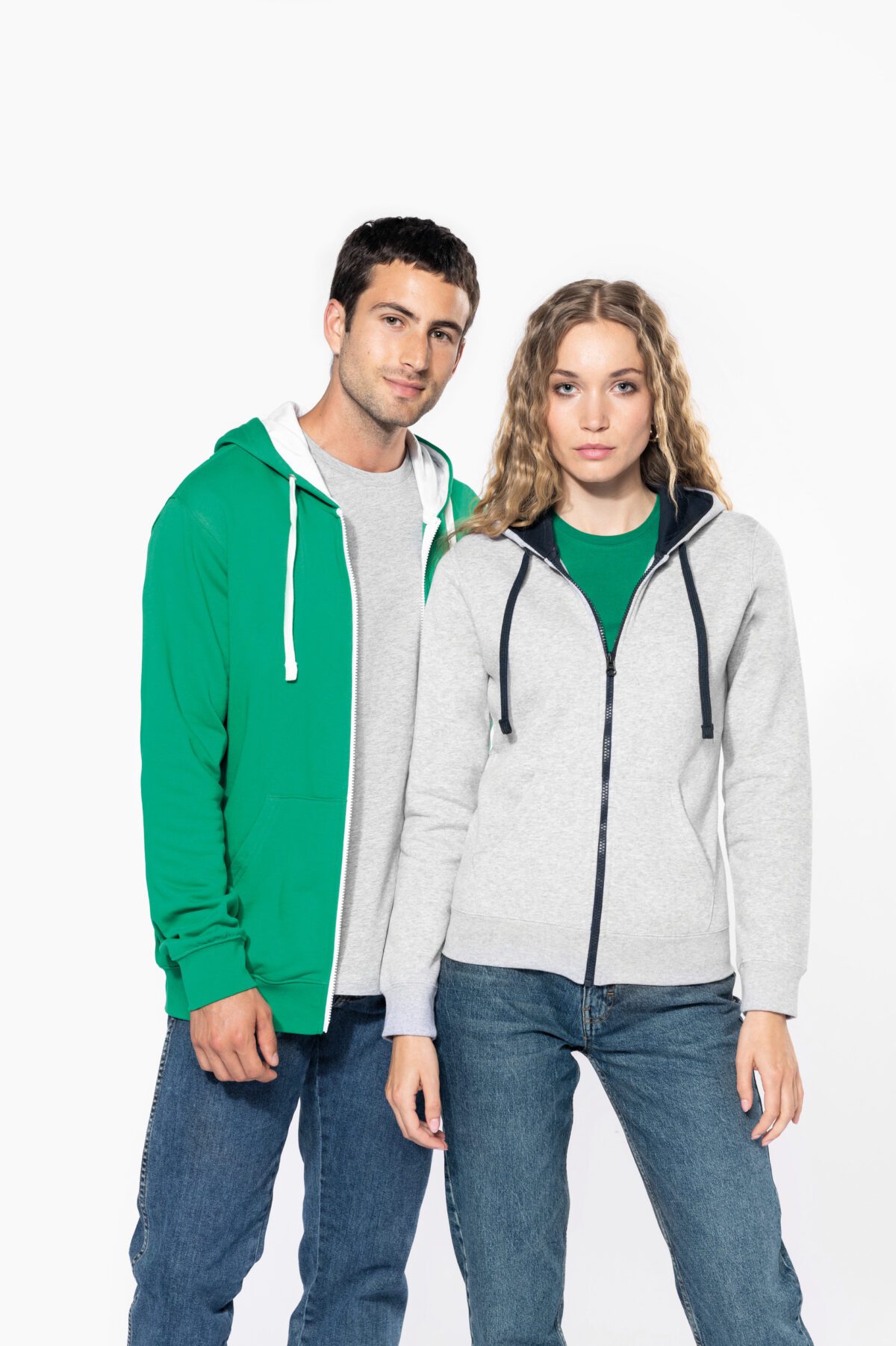 Sweat-shirt personnalisé zippé capuche contrastée - K466 – Image 4