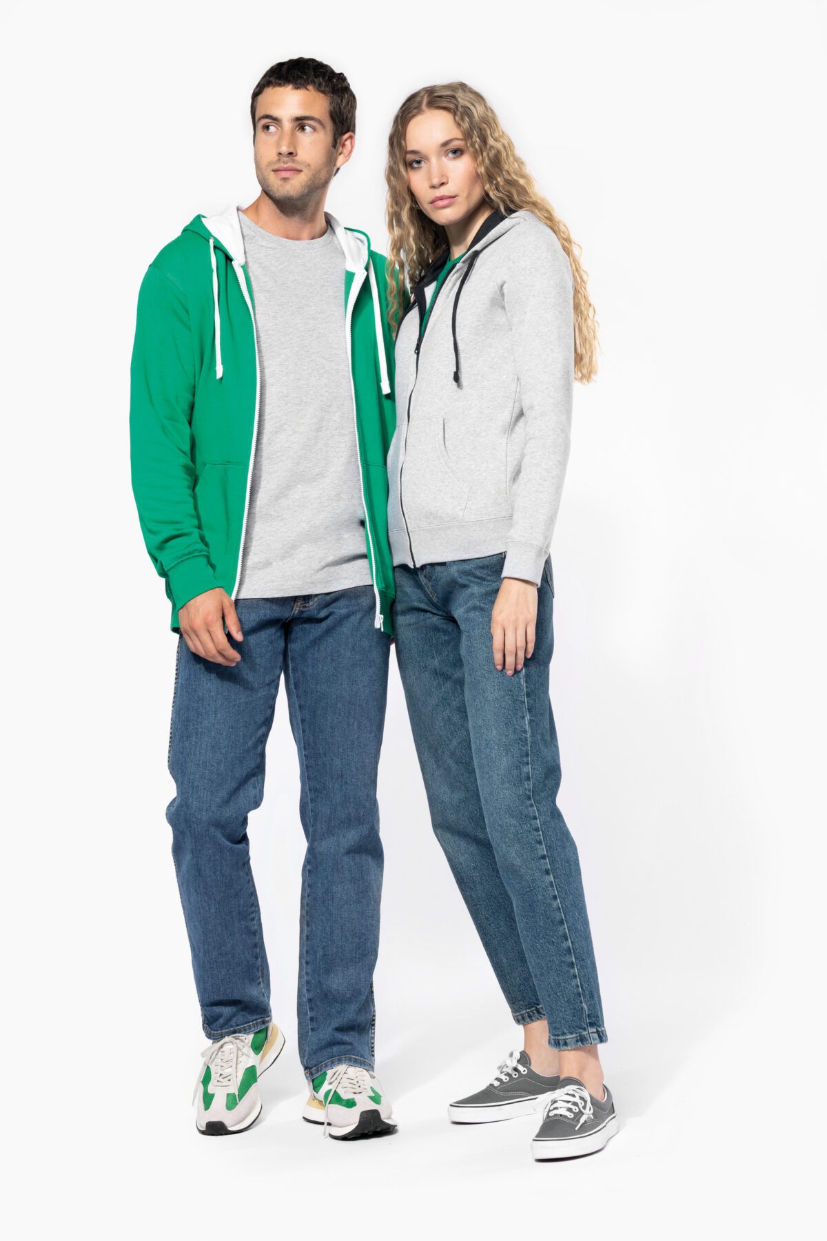 Sweat-shirt personnalisé zippé capuche contrastée - K466 – Image 21