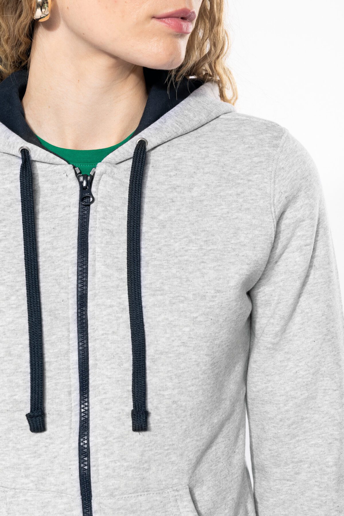 Sweat-shirt personnalisé zippé capuche contrastée femme - K467 – Image 7