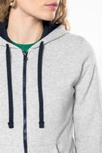 Sweat-shirt personnalisé zippé capuche contrastée femme - K467 – Image 7