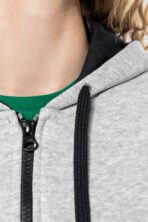 Sweat-shirt personnalisé zippé capuche contrastée femme - K467 – Image 6