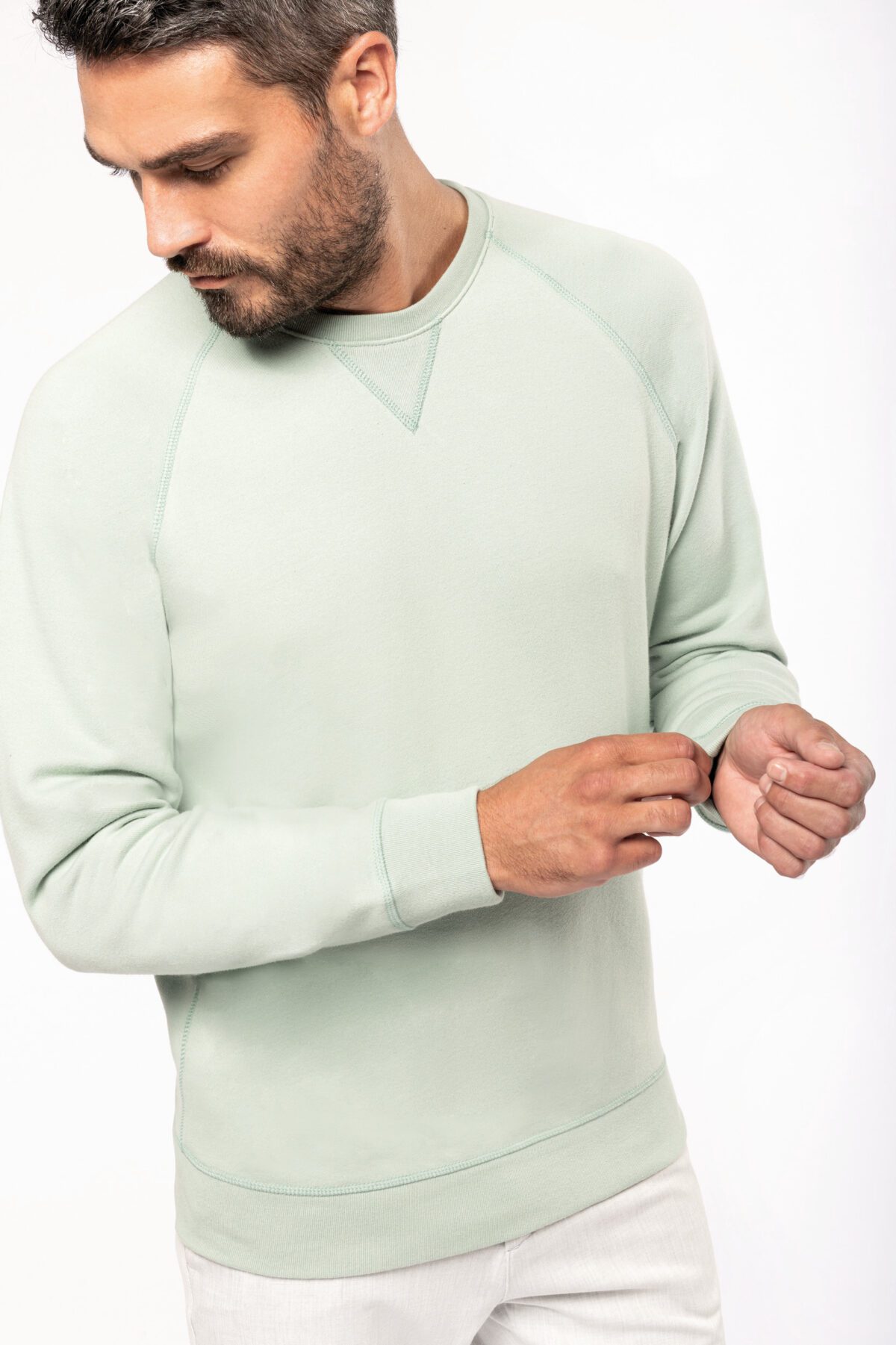 Sweat-shirt Bio col rond manches raglan homme - k480 – Image 12