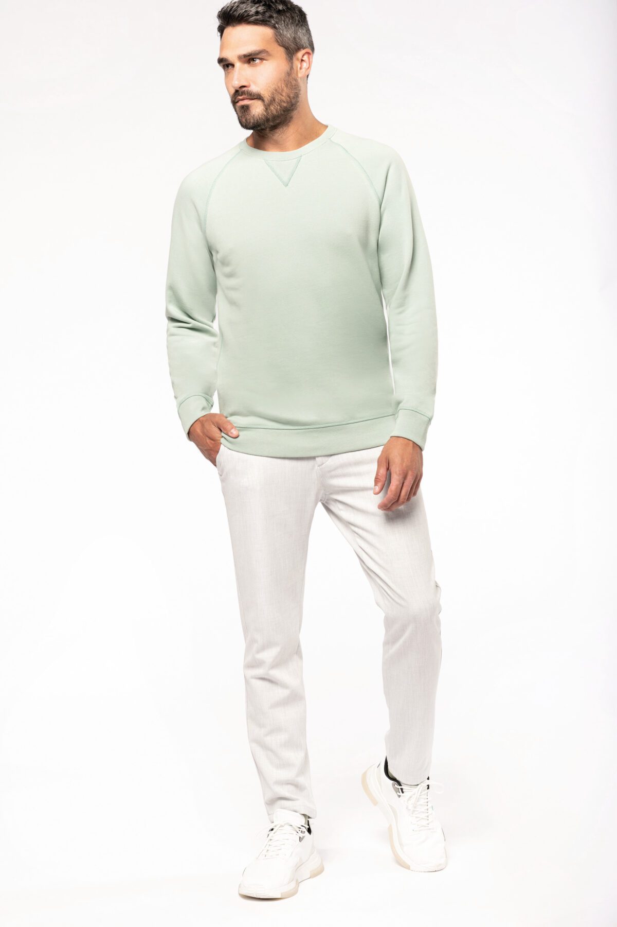 Sweat-shirt Bio col rond manches raglan homme - k480 – Image 3