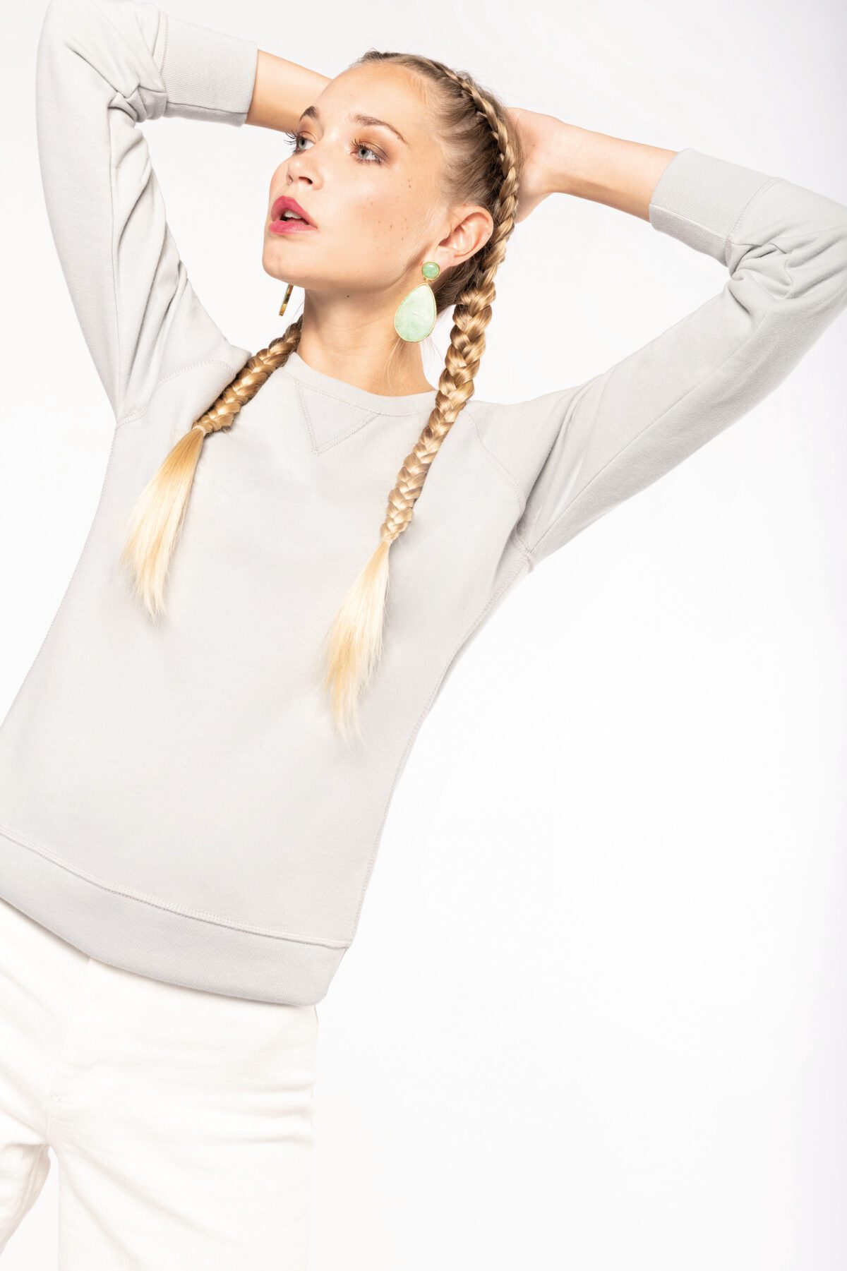 Sweat-shirt Bio col rond manches raglan femme - K481 – Image 4