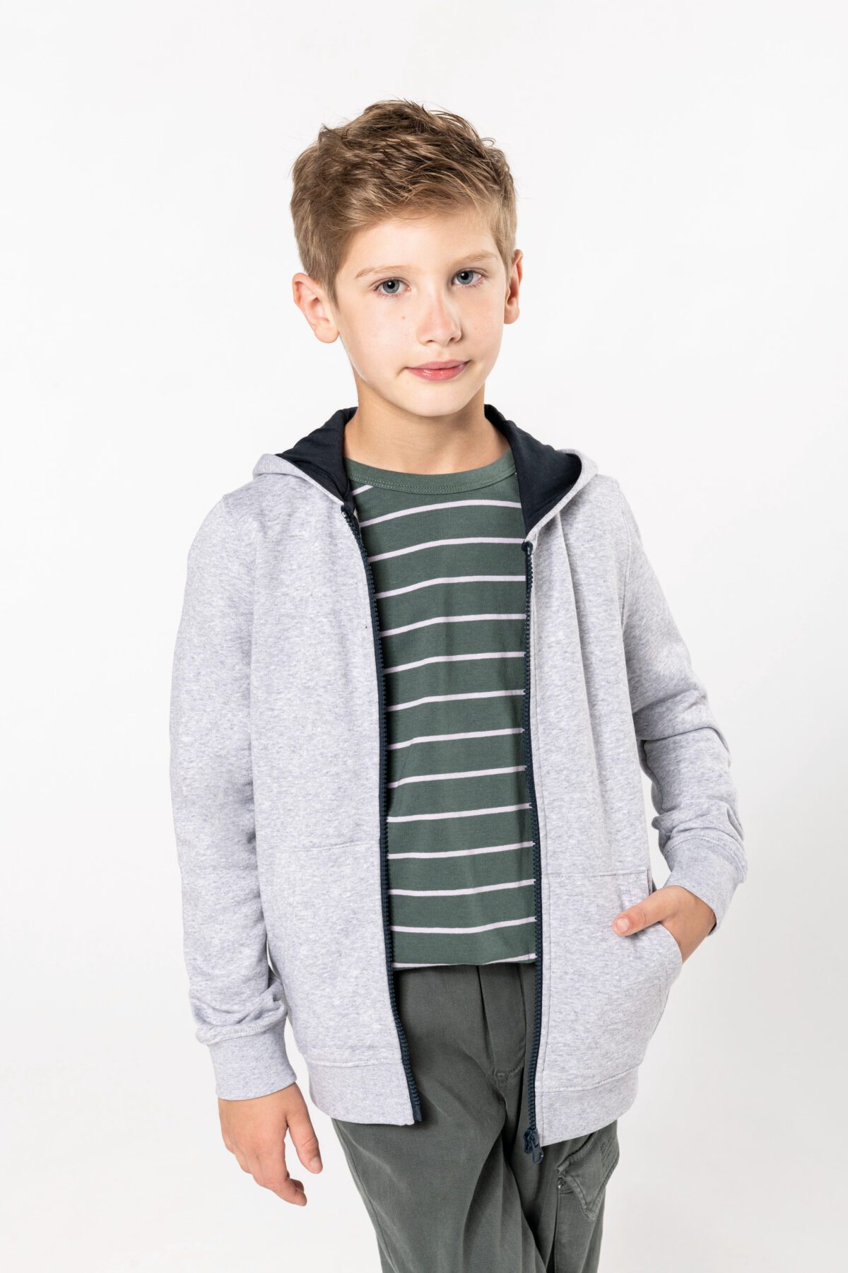 Sweat-shirt personnalisé contrasté zippé capuche enfant - K486 – Image 3