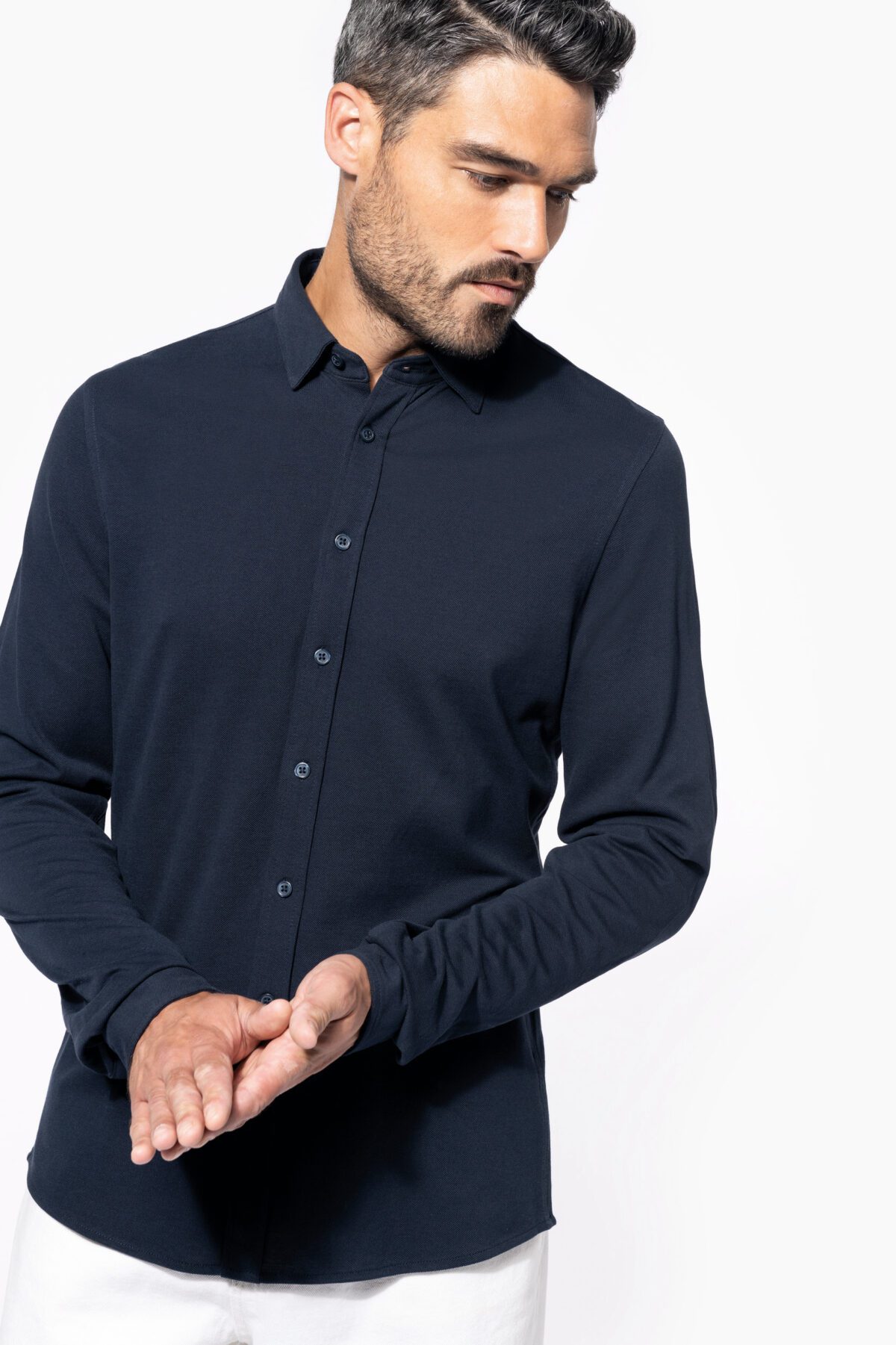 Chemise maille piquée manches longues - K508 – Image 1