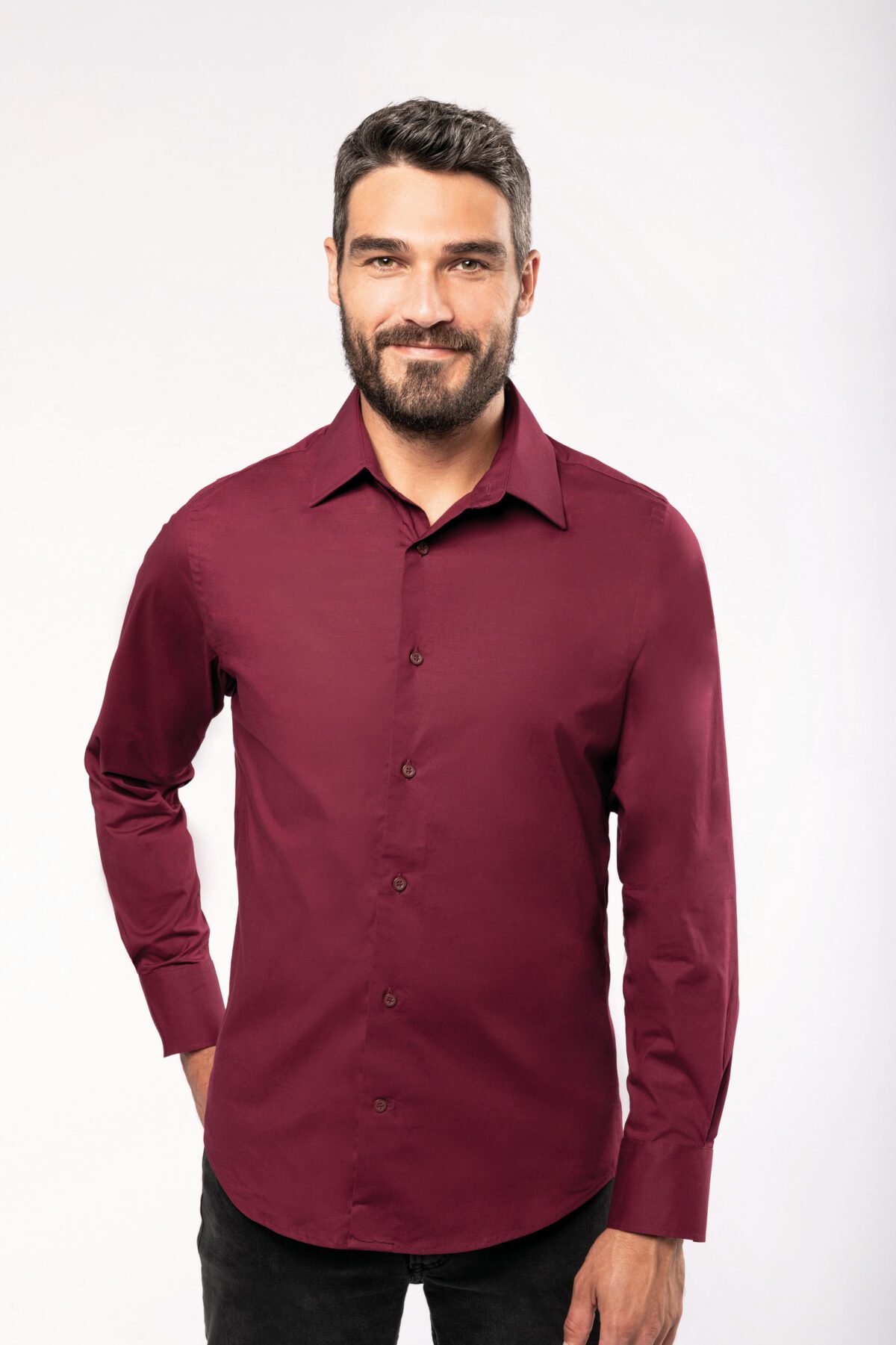 Chemise coton / élasthanne manches longues homme - K529 – Image 4