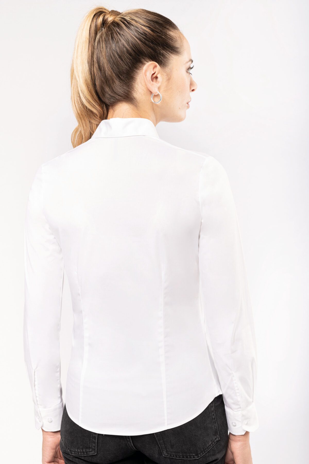 Chemise coton / élasthanne manches longues femme - K530 – Image 2