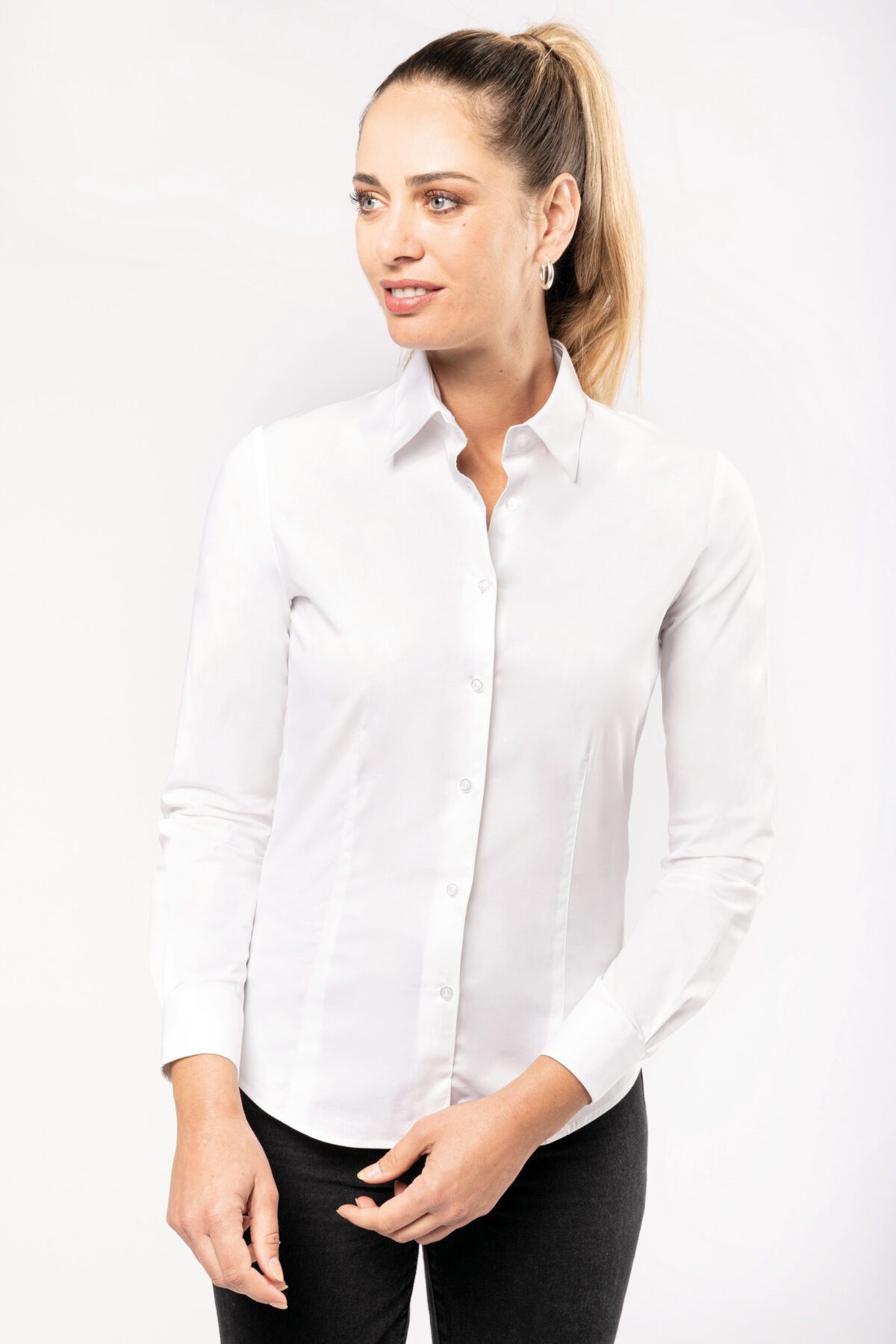 Chemise coton / élasthanne manches longues femme - K530 – Image 1
