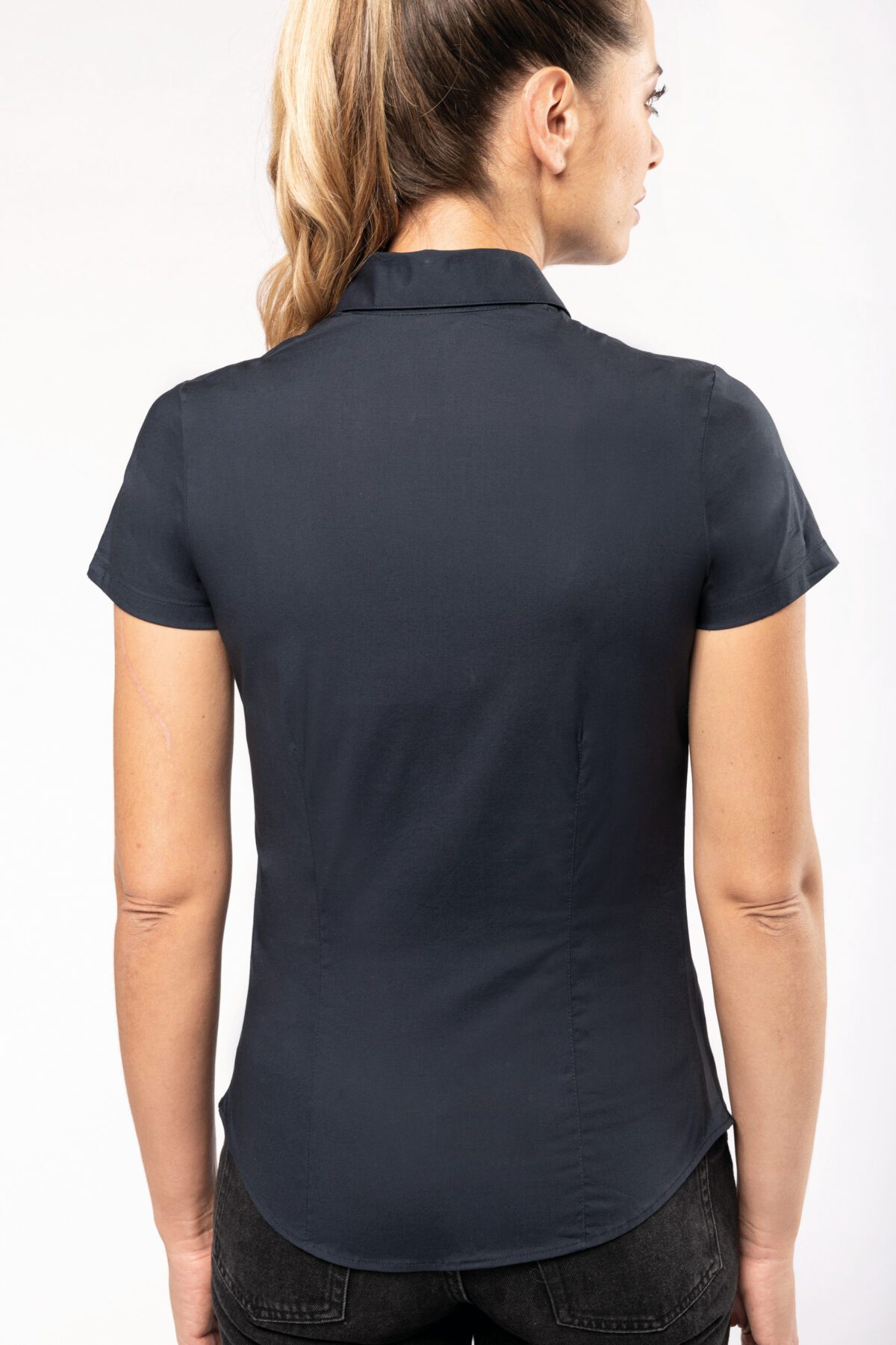 Chemise coton / élasthanne manches courtes femme -K532 – Image 2