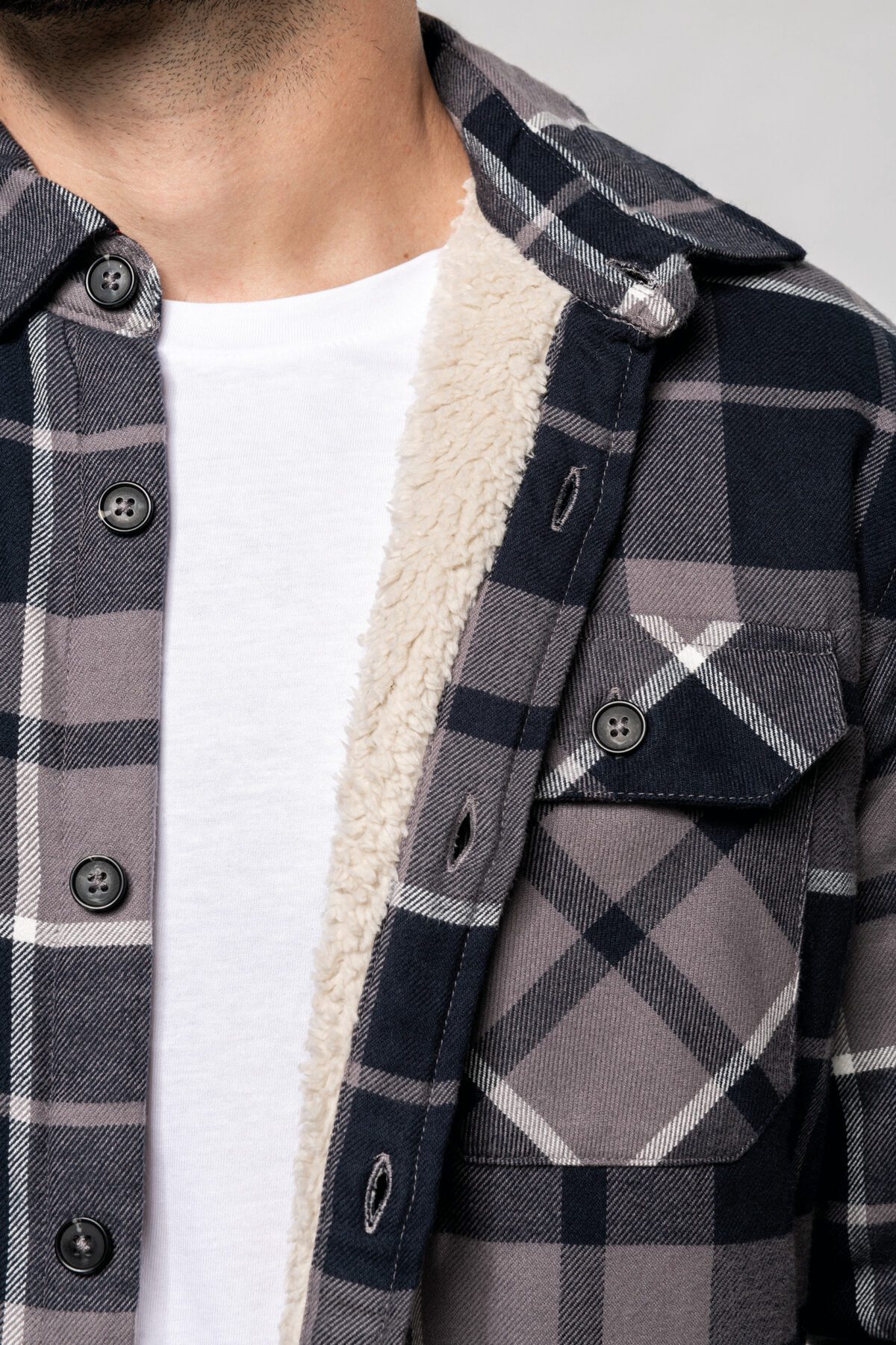 Surchemise à carreaux doublée sherpa homme -K579 – Image 17