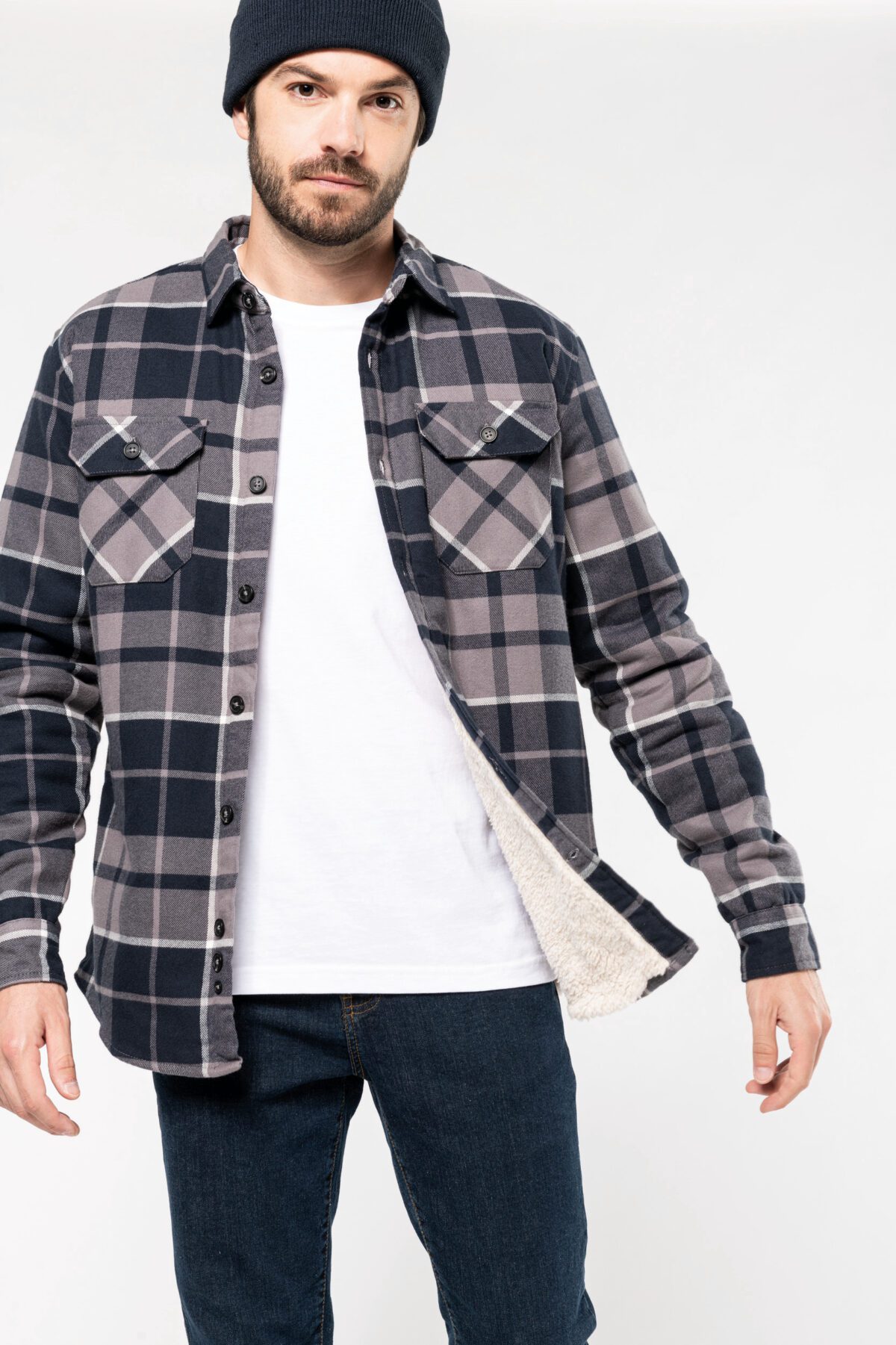 Surchemise à carreaux doublée sherpa homme -K579 – Image 9