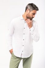 Chemise lin et coton manches longues homme - K588 – Image 3