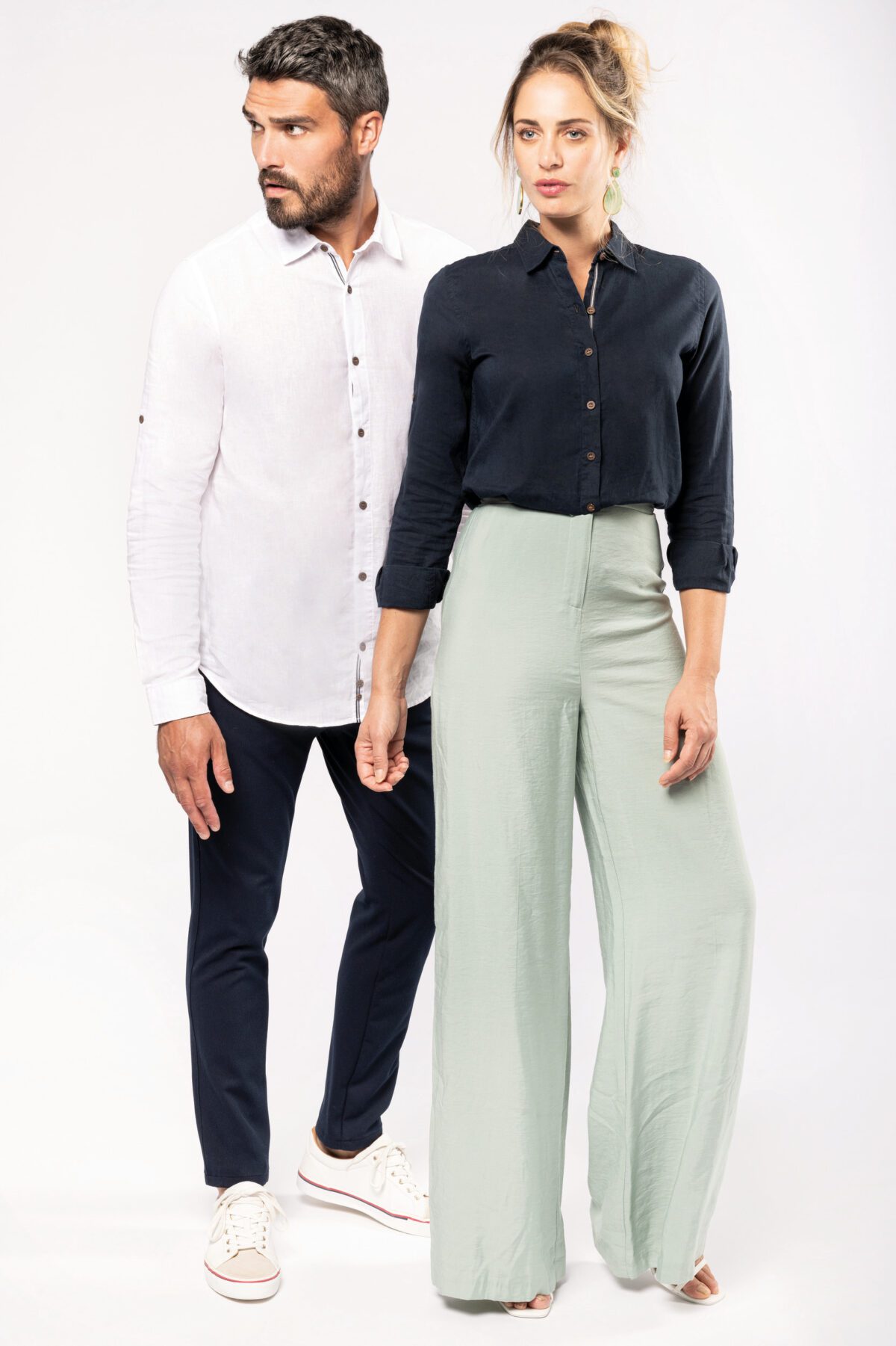 Chemise lin et coton manches longues femme - K589 – Image 6