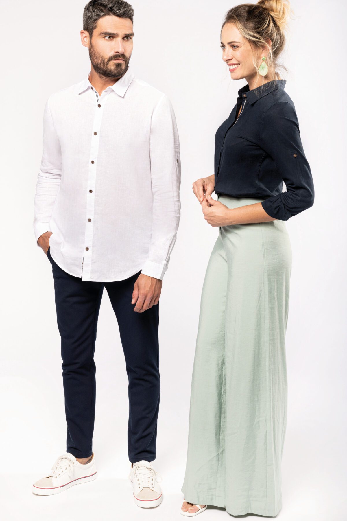 Chemise lin et coton manches longues femme - K589 – Image 9