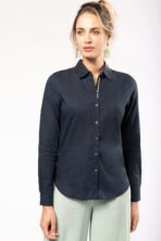 Chemise lin et coton manches longues femme - K589