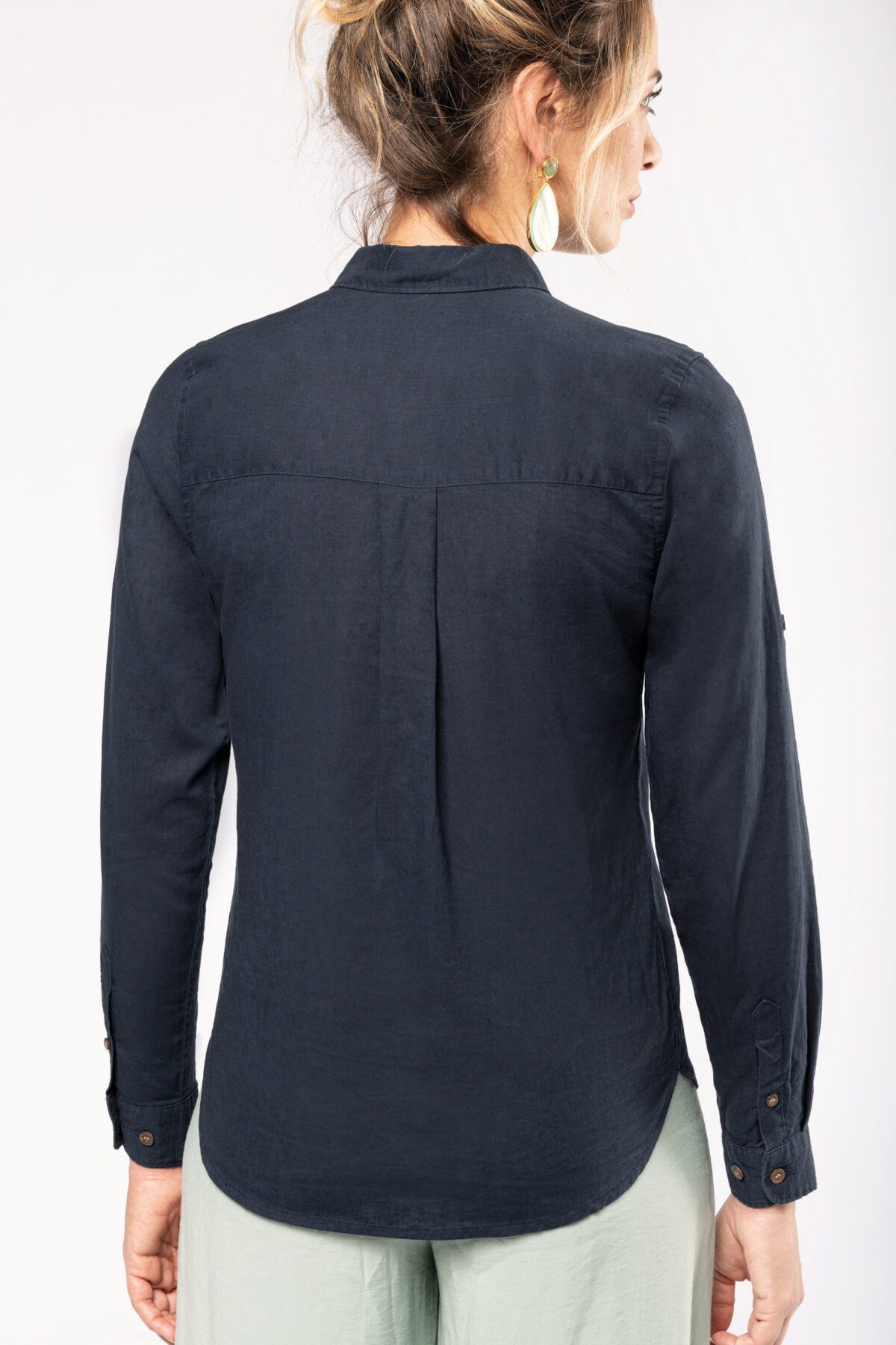 Chemise lin et coton manches longues femme - K589 – Image 2