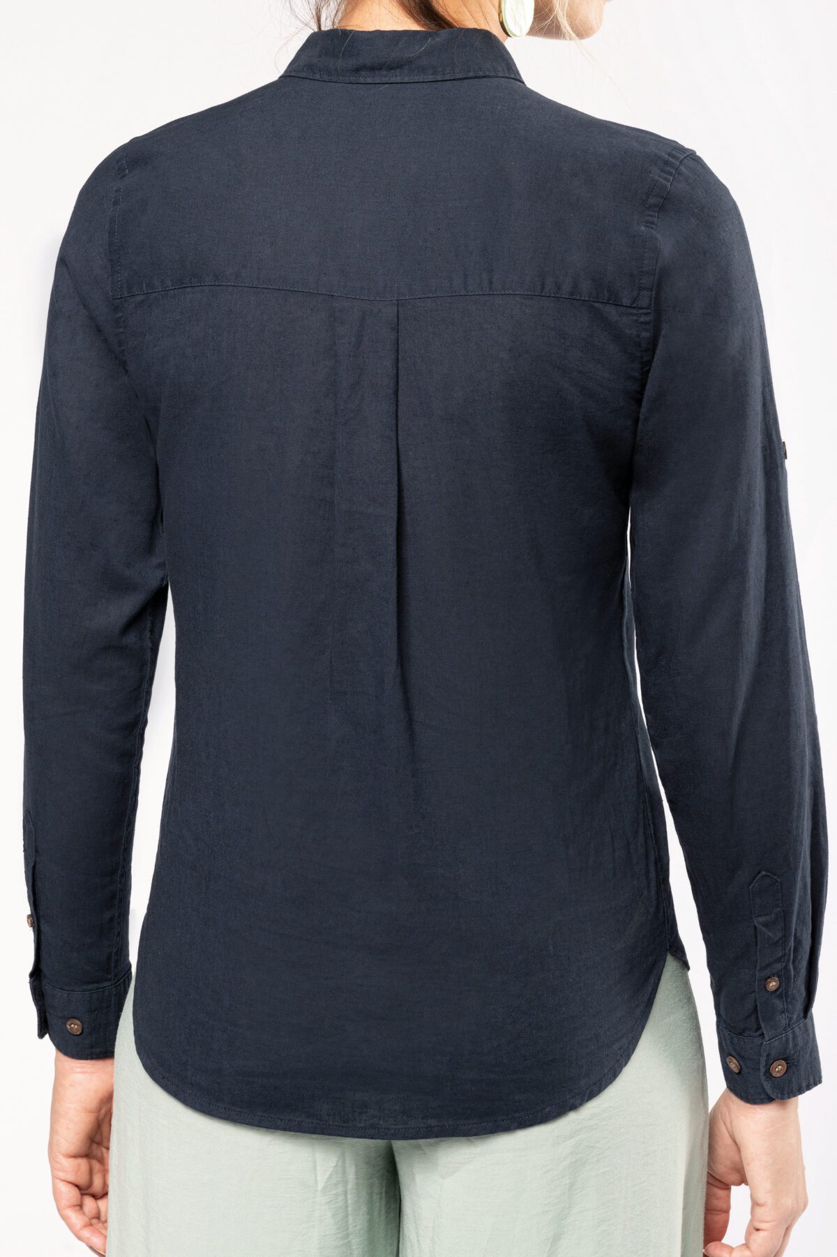Chemise lin et coton manches longues femme - K589 – Image 10