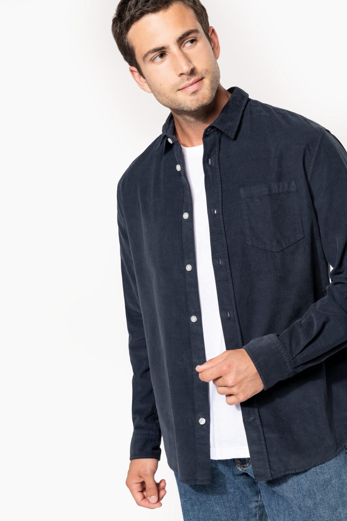 Chemise manches longues en velours homme - K599 – Image 1