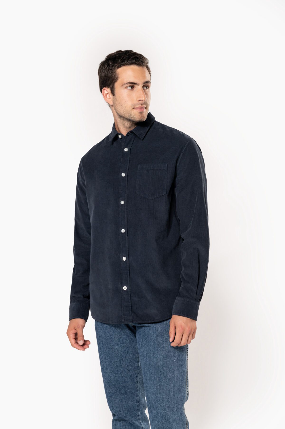 Chemise manches longues en velours homme - K599 – Image 3