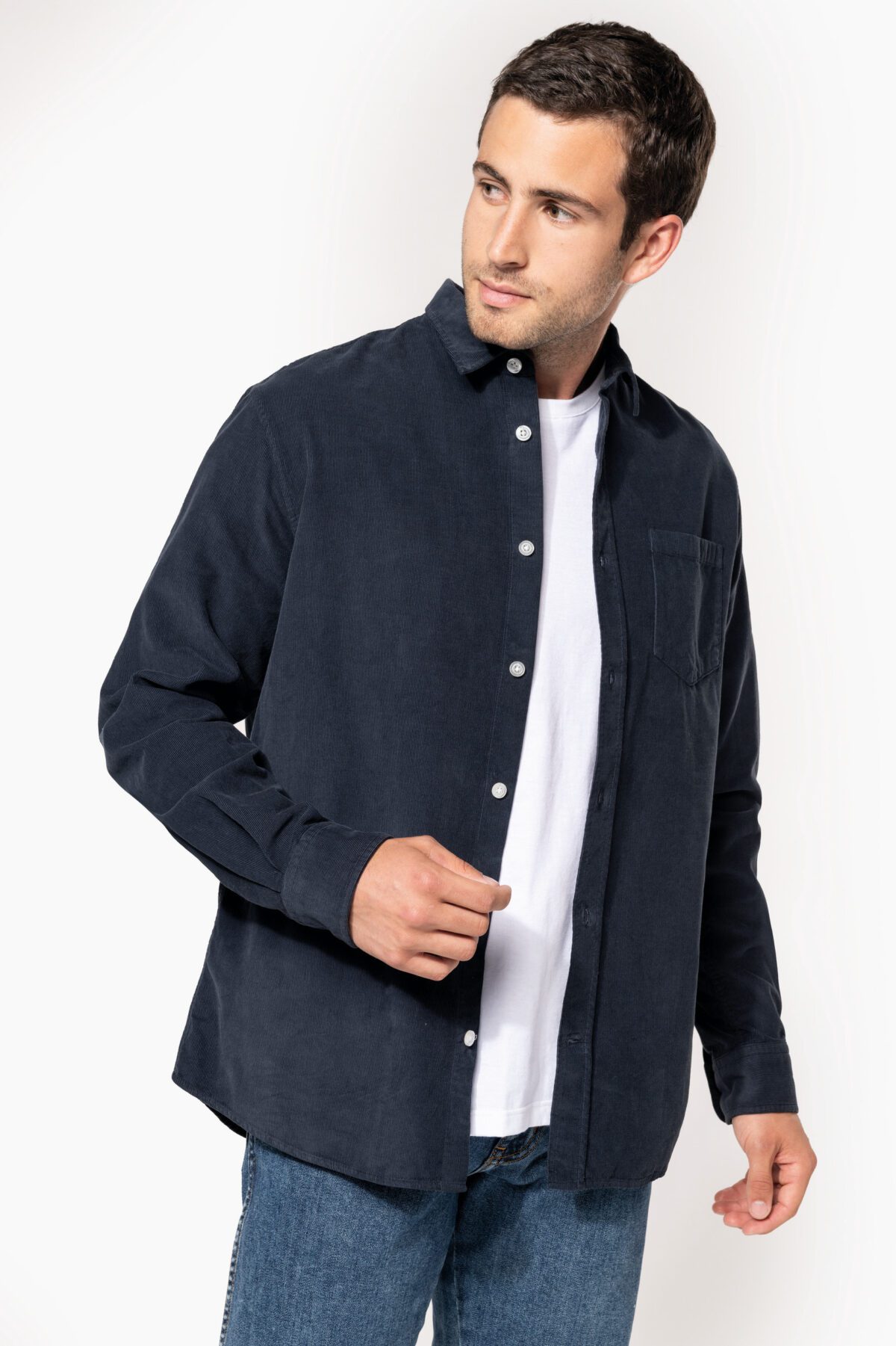 Chemise manches longues en velours homme - K599 – Image 4