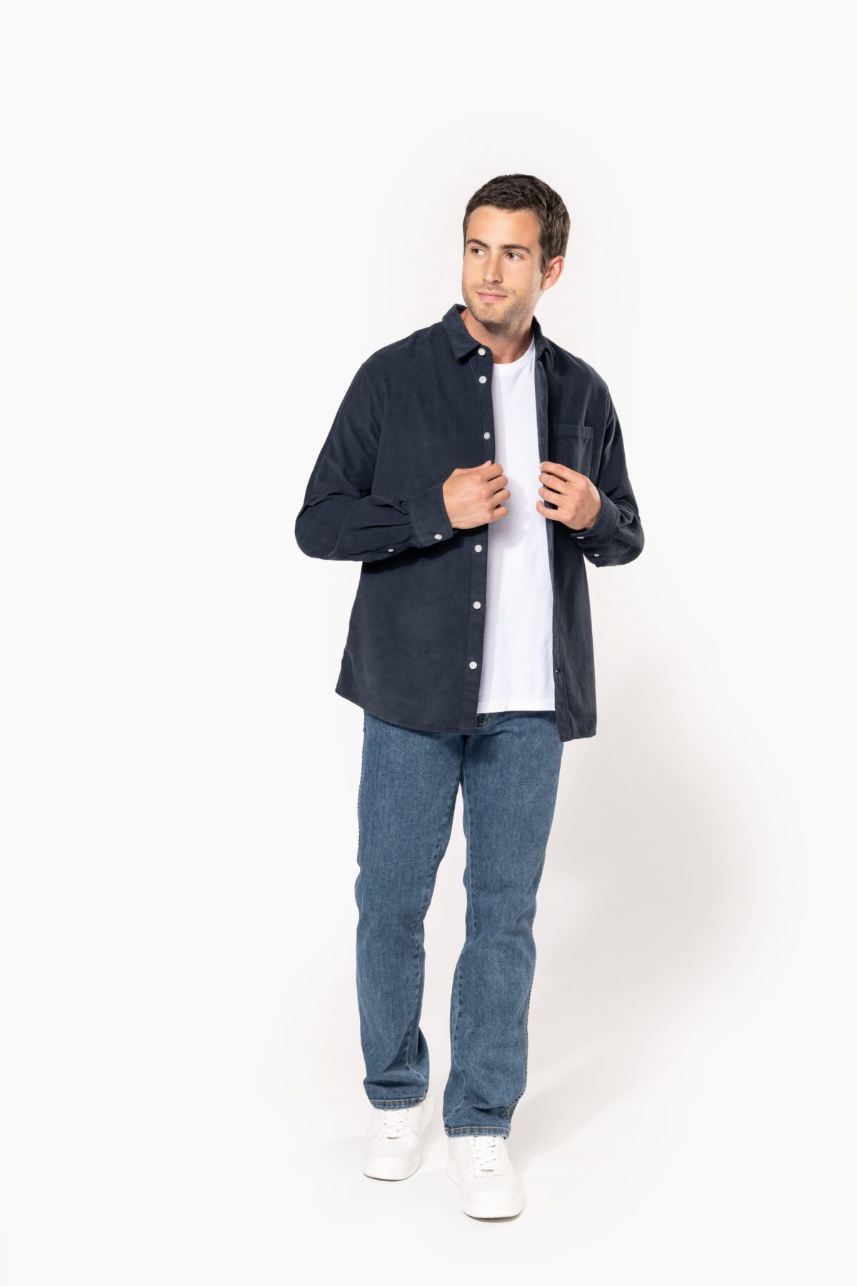 Chemise manches longues en velours homme - K599 – Image 5