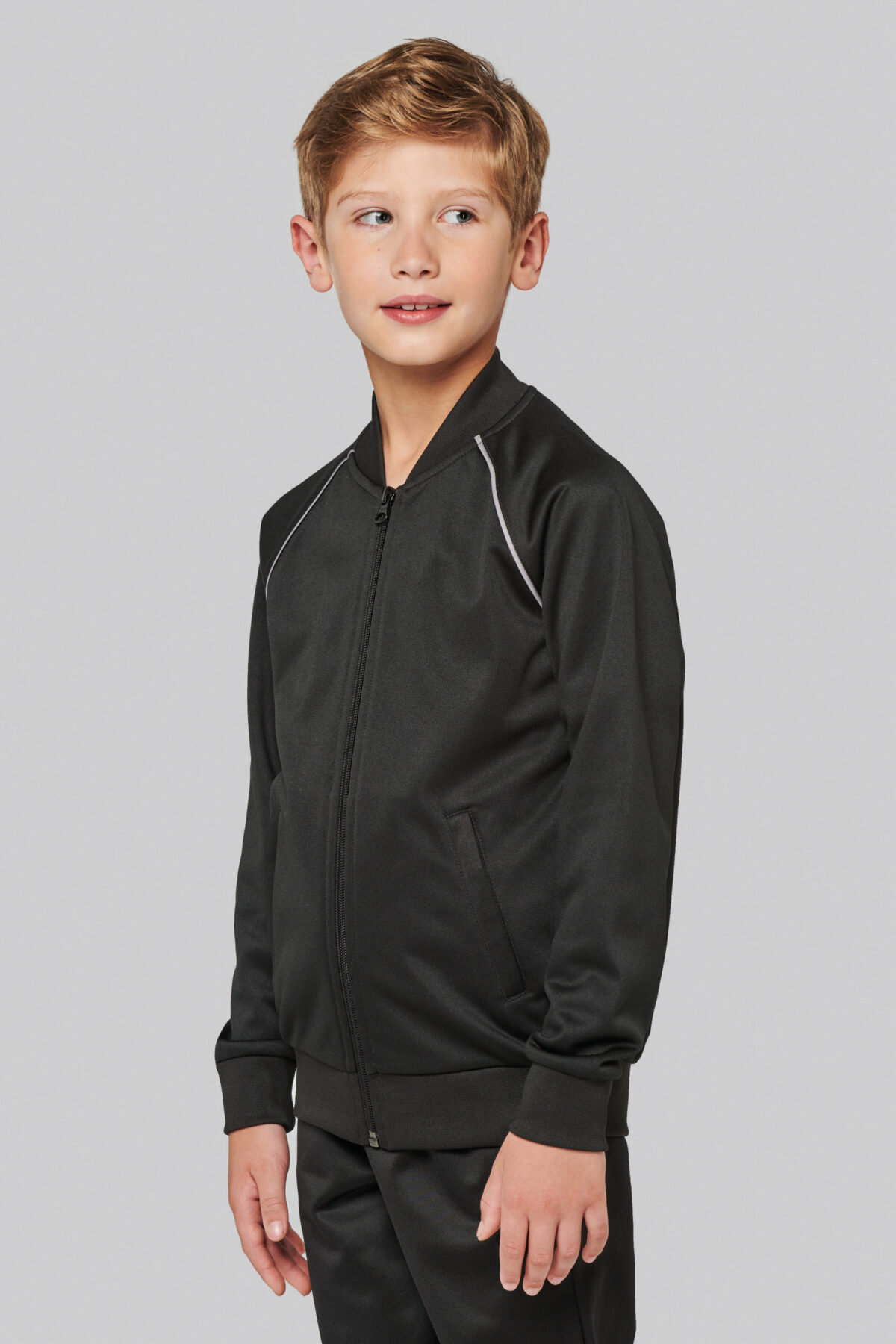 PA385 - Veste de survêtement zippée avec liseré enfant – Image 3