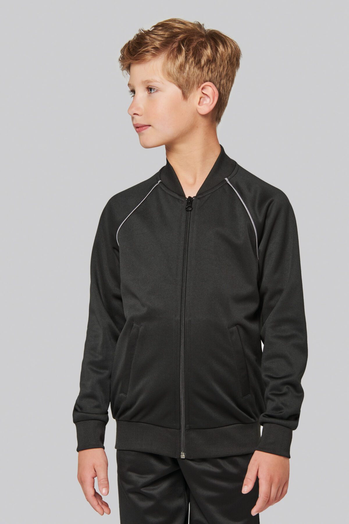 PA385 - Veste de survêtement zippée avec liseré enfant – Image 1