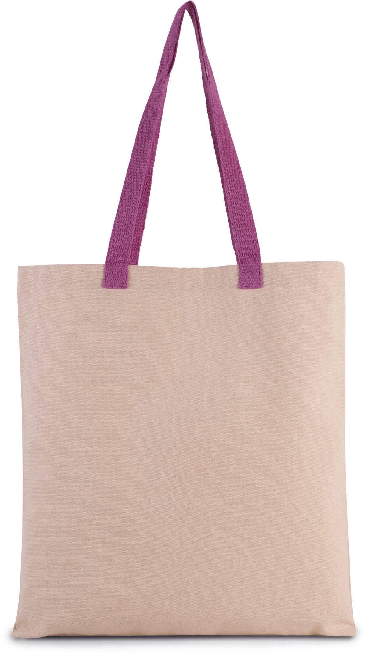 KI0277 - Sac shopping plat en toile avec poignées contrastées – Image 1