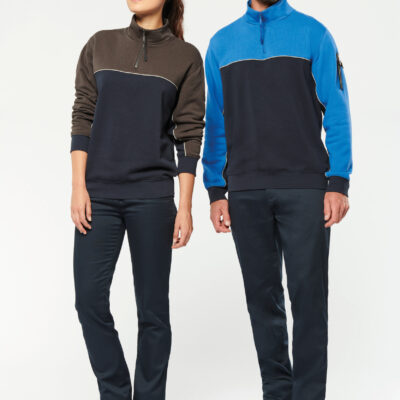 Sweat-shirt personnalisé écoresponsable col zippé unisexe